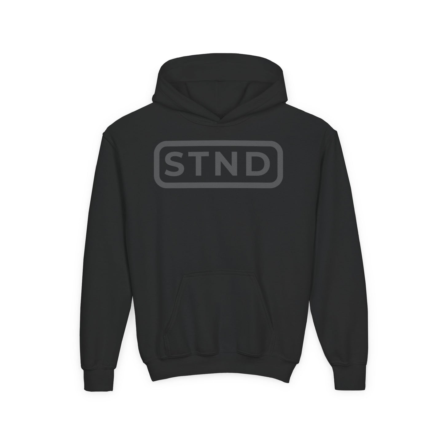 (BLACK) Trendy Youth Hoodie with Inspirational STND Design, Fashionable Kids Sweatshirt, Cozy Casual Wear, Perfect for School & Gifts