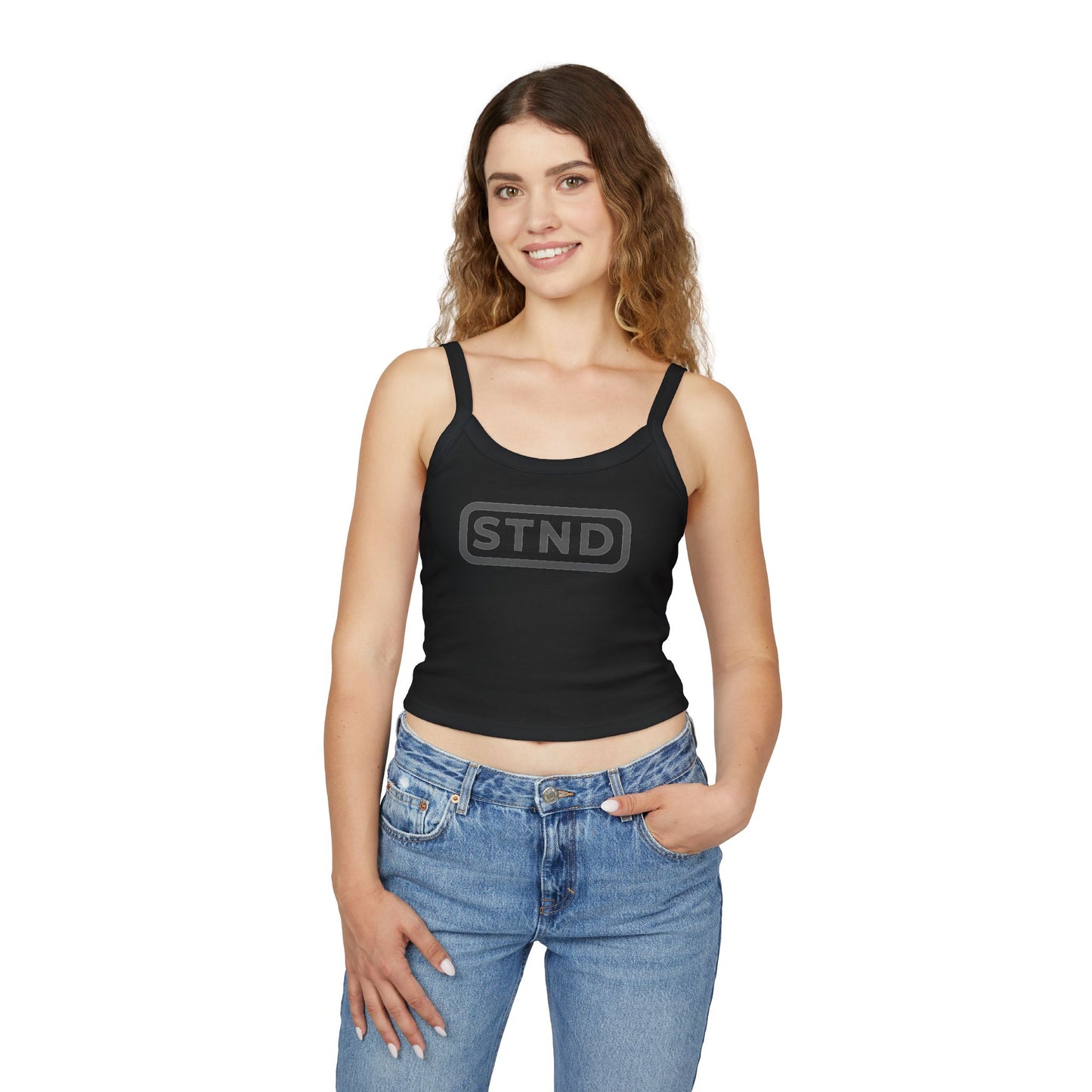 (BLACK) STND Women’s Spaghetti Strap Tank Top – Casual Slim Fit, Summer Essential, Layering Piece