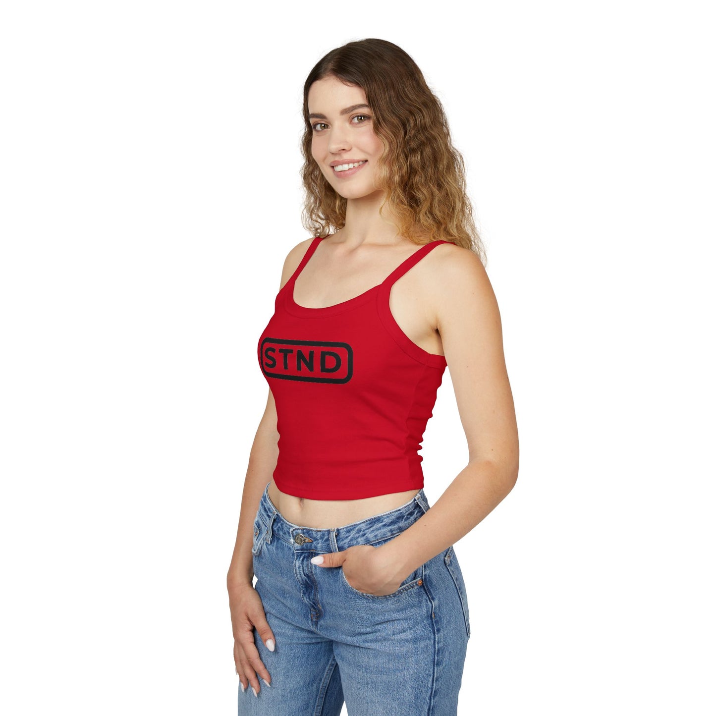 (RED) STND Women’s Spaghetti Strap Tank Top – Casual Slim Fit, Summer Essential, Layering Piece