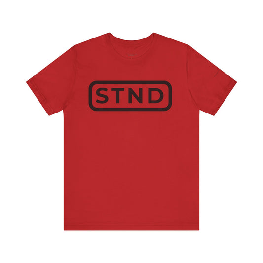 STND Classic Tee RED (Large Front STND) –  “Built to outlast every struggle.”