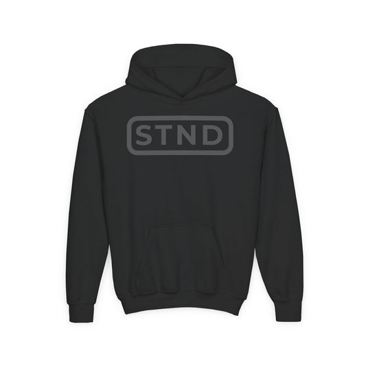 (BLACK) Trendy Youth Hoodie with Inspirational STND Design, Fashionable Kids Sweatshirt, Cozy Casual Wear, Perfect for School & Gifts
